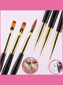 17Pcs Nail Art Brushes,Multiple Styles Nail Painting Brushes,For Nail Line Drawing,Pattern Design,Nail Art Creation - Multicolor - View 4