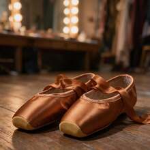 Women's Ballet Pointe Shoes, Fashionable Bronze Satin Wrap-Around Ribbon Rubber Sole Dance Shoes, Toe Protection, Comfortable And Lightweight For Dance Performance - Bronze - View 6