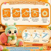 DIY Crochet Material Kit]3 Styles Insect Plush Set Snail/Butterfly/Honeybee Beginner Friendly One-Stop Material Kit Yarn Knitting Ornament Gift For Girlfriend And Best Friend - C-Multicolor Set - View 4