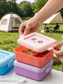 1pc Expressionfresh-Keepingunch Boxbuckle Seal Design Multi-Compartment Partition In The Box.Staple Foodand Side Dishes.Small And Portablechildren Go To School, Go Out For Picnics, And Office Workers Bring MealsDaily Mealsare Worry-Free And Beautiful - Multicolor - View 5