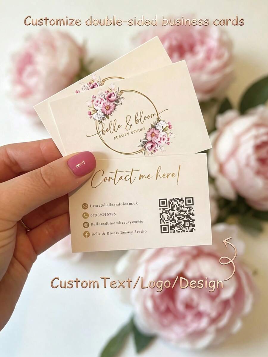 500/1000pcs Customizable Double-Sided Printed Laminated Business Cards, Custom Text & Logo Design, Personalized Business Cards, Custom Greeting Cards, Thank You Cards, Invitation Cards, Suitable For Freelancers, Beauty Shops, Brand Promotion, Beauty Salons, Brand Managers, Small And Large Businesses, Supports Adding QR Code - Double-sided Business Card - View 1