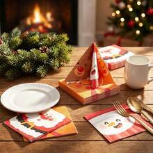 20/40/60pcs Christmas Party Napkins Santa Snowman Gingerbread Man Elk Disposable Paper Napkins For Xmas Winter Holiday Party Decorations - Christmas - View 1