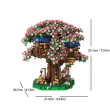 3939片大型櫻花樹屋積木，組裝建構，收藏展示，永恆之花，居家/辦公室裝飾，成人拼砌玩具，婚禮/節日/生日禮物 - 大號 - 查看 9