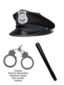 Cosplay Police Hat Set, Party Hat, Valentine's Day Hat Set, Cosplay Handcuffs, Cosplay Prop Stick, Halloween Gift Hat, Suitable For Theme Party, Party Costume, Police Style - Multicolor - View 2