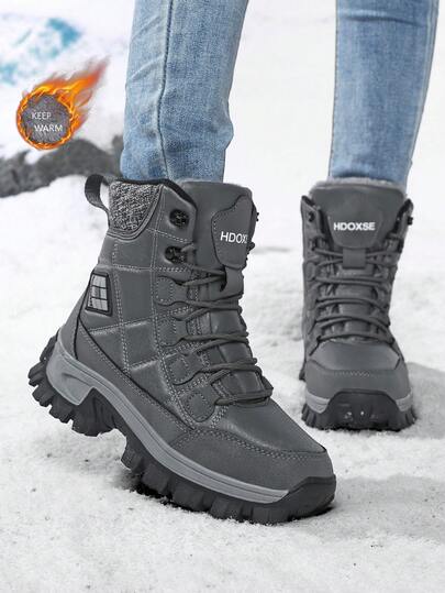 HDOXSE Nuevas Botas de Nieve del Norte para Mujer, Botas de Media Pantorrilla con Forro Térmico, Suela Gruesa Antideslizante, Cálidas, a Prueba de Frío, Zapatos de Invierno para Exteriores, Botas de Nieve Talla Grande, Botines