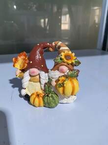 Autumn Couple Figurines - Cute Pumpkin Home Decor, Suitable For Halloween And Thanksgiving Tabletop Display; Perfect For Living Room Fireplace Mantel Or Bookshelf, Creating A Rustic Autumn Atmosphere Decorative Piece. - Multiple Styles - View 12