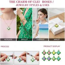 Ngẫu nhiên 5/10 món charm cỏ bốn lá vàng và hoa hồng, men xanh với mặt dây hoa nhựa 3D, phụ kiện làm hoa tai, dây chuyền và trang sức DIY - Nhiều màu - Xem 4