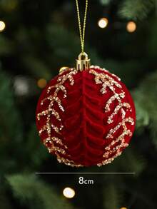 Christmas Ball Ornaments, Beaded And Sequined Christmas Tree Hanging Decor, Suitable For Collection Display And Storage, Matches Plush Doll Collection, Holiday Party And Shelf Styling Holiday Aesthetic Decoration - Multicolor - View 6