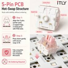 Milk Peach Switch 50 90 100Pcs Linear 5 Pin Pre-Lubed 42gf Light Actuation Force POM Material Creamy Marbly Sound For Office Gaming DIY Mechanical Keyboard Custom Build - View 5