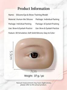 1pc Soft Silicone Eye Practice Module, Natural Skin Tone Oval Shape, With Scale Eyelash Ruler, Reusable Eyelash Extension And Eyebrow Training Model - Multicolor - View 9