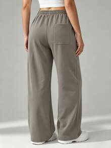 Women's Outdoor Sports Pants, Casual Straight-Leg Pants, Drawstring Elastic Waist Trousers Fall - Brown - View 4