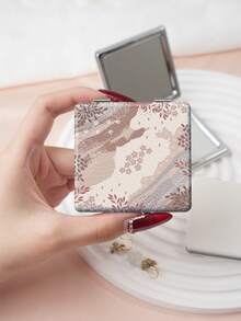 1PC Artistic Vintage Series Portable Folding Makeup Mirror, Lightweight Ultra-Thin Convenient Durable PU Leather, Suitable For Various Occasions Travel Party Work School, Suitable For All Ages - Multicolor - View 8