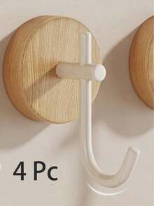 1/4 Packs Wall Mounted Hooks, Natural Walnut Wood Material, No Drill Clothes Hooks, For Entryway, Kitchen, Hallway, Bedroom, Living Room, Bathroom, Storage And Decor, For Clothes, Towels, Robes, Keys, Space Saving And Easy Installation - Multicolor - View 10