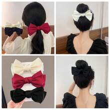 1pc French Retro Bow Hair Tie, High-End And Elegant Temperament, Wide Brim Will Not Damage Hair, Durable Hair Accessory, Easily Release Charm. - Multicolor - View 4