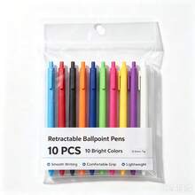 DOWMOO Pulpen Ballpoint yang Dapat Ditarik, 10 Warna, Ukuran 0,5mm, Pulpen Menulis Halus untuk Kantor, Sekolah, dan Pelajar - Set - View 4