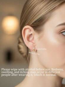 1pair Fashionable High Treble Clef Shaped Earrings For Women - Music Notes - View 3