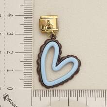 1pc Cute Chocolate Blue Enamel Zinc Alloy Charm, Heart Star Bow Bear Dangle Pendant For DIY Bracelet Necklace Jewelry Making - Blue and Coffee Color-block Design - View 21