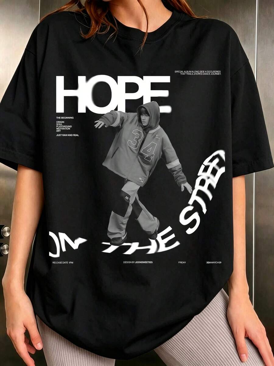 This Shows A Stylish Collage Poster Featuring Jhope FromBTS In A Hooded Jersey Alongside Promotional Visuals From His Hope On The Street Project