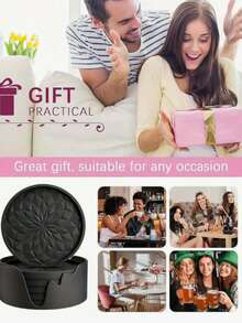 6/1pc Thick Solid Color Minimalist Silicone Round Coasters With Storage Rack, Non-Slip Heat-Resistant, Suitable For Kitchen, Dining Table, Cafe, Picnic, Holiday Party, Birthday Party, Gathering - Multicolor - View 8