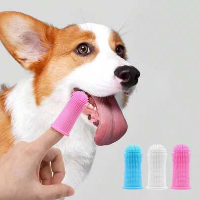 5 pièces Brosse à dents en silicone pour animaux de compagnie, brosse à dents en caoutchouc souple pour chats et chiens, fournitures de nettoyage buccal