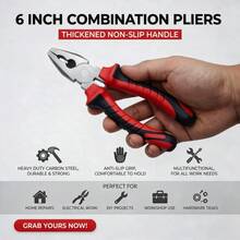 6 Inch Steel Wire Pliers, Needle Nose Pliers, Classic Red & Black Color Scheme | Thick Anti-Slip Handle, Comfortable Grip And Effort-Saving | Powerful Cutting Multi-Function Home Repair Tool | Practical Hardware Gift - 6 Inches - View 4