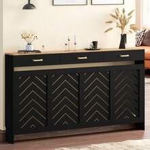 Radiator Cover With Drawers, Wooden Radiator Shelf Pipe Covers Cabinet For Living Room Bedroom Hallway - Black + Wood Grain - View 11