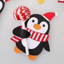 10pcs/50pcs Christmas Candy Packaging, Santa Claus & Penguin Lollipop Paper Card Decoration - Multicolor - View 4