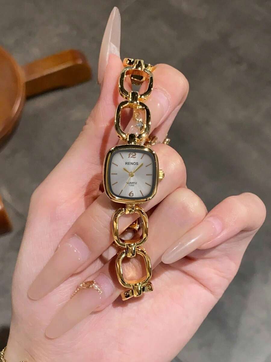1pc Women's Gold Quartz Watch, Casual Fashion Vintage Glamorous Style, Small & Elegant, Suitable For Daily Wear, Best Gift Choice