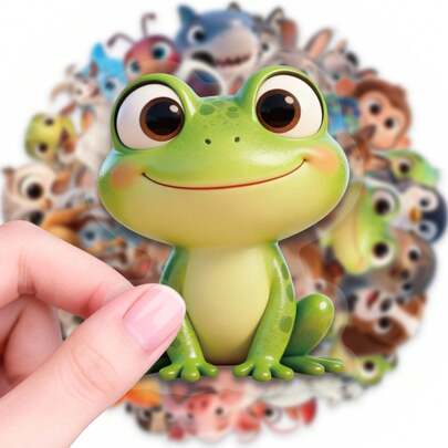 56pcs Cartoon Cute Wild Animal Graffiti PET Stickers, Perfect For Scrapbooking, Journals, Laptops, Bumpers, Skateboards, Water Bottles, Computers, Phones And Other DIY Creative Graffiti Sticker Toys