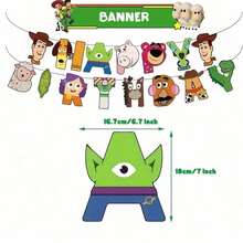 Disney Toy Cowboy Theme Cartoon Toy Birthday Banner Decoration Cartoon Buzz Hanging Ornament Set Birthday Party Decoration Arrangement - Multicolor - View 7