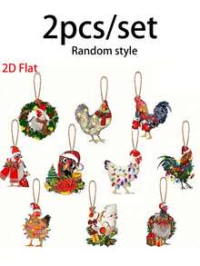 1 Set Chicken-Shaped Christmas Hanging Decorations, Suitable For Decorating Christmas Trees, Porches And Railings, Creating A Festive Party Atmosphere, Adding Creative Flair To Holiday Gifts, Or Enhancing Home Window Displays And Holiday Theme Decor - A - View 12