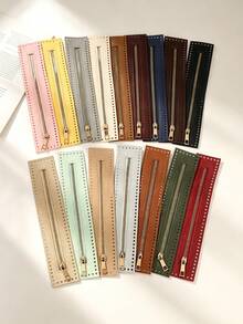 1pc PU Leather Zipper With Perforated Holes, Deep Blue Brown Beige Multicolor Crochet Bag Accessory, Suitable For DIY Wallet, Handbag Sewing Craft And Handmade Wallet Shoulder Strap, DIY Wallet Making Material, Craft Creator - Multiple Styles - View 8