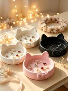 Small Cat Tray Jewelry Storage Ornament, Living Room Desktop Organizer & Home Decor,Multipurpose Tabletop Decor, Suitable For Jewelry, Keys, Wireless Headphones, Storage, Suitable For Small Things Placement, Home Ornaments, Commemorative Gifts, - Multicolor - View 6