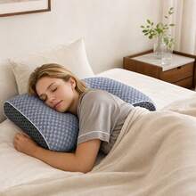 Travel Ergonomic Memory Foam Pillow, Contoured Neck Support Pillow, Suitable For Side/Back/Stomach Sleepers, Soft Slow Rebound Bed Pillow, Holiday Gift, For Family And Friends, Travel Essential - Travel Pillow - View 6