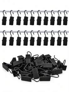 10/50pcs Black Curtain Ring Clips, Mini Curtain Clips Hooks, Curtain Hanging Clips Rings, For Hanging Curtains, Bows, Hats, Curtain Rings, Hanging Curtains, String Lights, Curtains, Party Decorations - Multiple Styles - View 1
