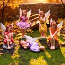 5pcs Mini Fairy Girl Decorative Figurines, Resin Crafts For Flower Pots, Garden Plants, Landscape Decor, Angel Figurines, Perfect Gift For Friends - A - View 2