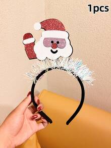 1pc/2pcs/4pcs Girls Christmas Glitter Cartoon Headband With Colorful Trim, Santa Claus & Gingerbread Man Holiday Photo Prop Hair Accessory - Multicolor - View 13