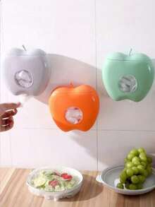 1pc Plastic Bag Holder Apple-Shaped Bag Dispenser, Wall-Mounted Storage Box, Space-Saving Bag Organizer, Elastic Wrap Holder, Multi-Functional Durable Storage Rack For Home, Office, Kitchen, Bathroom Trash Bag, Shower Cap Storage Box,Dust-Proof Box - Multicolor - View 3