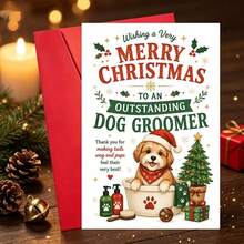 1pc Christmas Cards Merry Christmas Card For Outstanding Dog Groomer - Ideal Gift For Pet Grooming Professionals On Christmas, Perfect For Expressing Gratitude - One Size Fits All - View 7