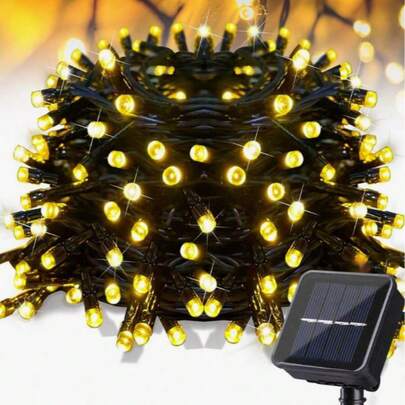 1pc 5m/7m/12m/22m Solar String Lights Outdoor String Lights 20/50/100/200LED Outdoor Waterproof Solar String Lighting 8 Modes Suitable For Garden Yard Fence Christmas Decoration Fairy Lights Outdoor Trees Yard Wedding Party Lawn Camping Holiday Decoration