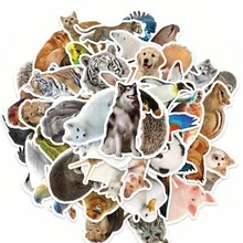 Tachimi 50pcs Natural Warm Tone Wildlife Decorative Stickers, Eye-Catching Realistic Animal Pattern Decals, Suitable For Water Bottles, Laptops, Guitars And Personal Items Decoration - Multicolor - View 3
