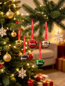 5pcs/1pc Decorative Bells With Colorful "Believe" Text, Suitable For Christmas Gifts, Christmas Tree Ornaments, New Year Party Favors, Wreath Making, Theme Parties, Etc. - one-size - View 7