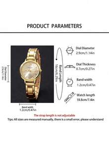 2PCS/1PC-Watch Optional Women's Gold Stainless Steel Strap Wristwatch Set, Classic Vintage Style, Roman Numeral Dial Minimalist Elegant, Paired With Hollow Heart Gold Women's Bracelet, Elegant Luxury Hand Accessory, Luxury Women's Gift, Suitable For Graduation Anniversary Gift, Exquisite Elegant Women's Accessory Set. - Gold - View 4