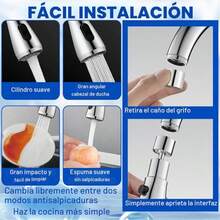 2pcs Universal Kitchen Sink Faucet, Multi-Spray Mode Replaceable Faucet Nozzle With Switch, -Plated Kitchen Faucet With Sealing Tape - Silver - View 5