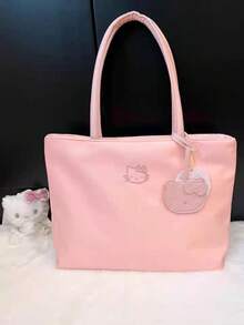 SANRIO Cute Exquisite Girl Commuter Large Capacity Tote Bag Kitty Embroidery Handbag Lightweight Underarm Shoulder Bag For Women - A - View 2