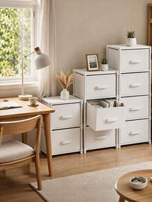 1pc Non-Woven Fabric And Steel Tube Combination Drawer Storage Cabinet, No-Drill Installation, Multi-Functional Storage Cabinet Suitable For Bedroom, Living Room, Small Apartment And Dormitory, Can Store Clothes, Cosmetics And Daily Sundries - Multi-color Upgraded Version - View 4