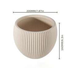 1pc Bohemian Style Plastic Flower Pot, Vertical Stripes, Modern Minimalist Design, Lightweight And Durable, Suitable For Indoor And Outdoor Use (Desktop, Shelf, Balcony) - B - View 9