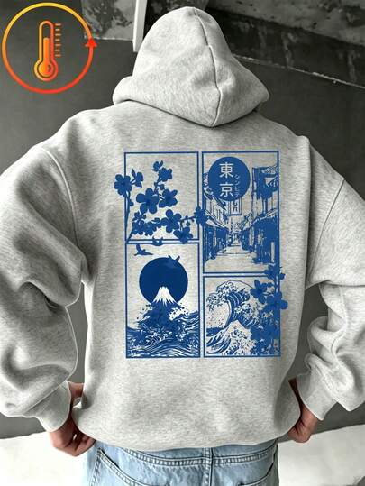 Tween Boy Fun Graphic Print Pullover Sweatshirt, Warm & Comfortable Thermal Lined Pullover Sweatshirt For Autumn/Winter
