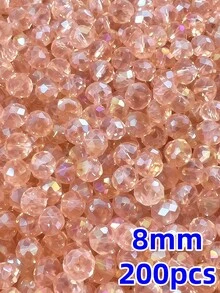 100pcs 8mm Premium Flat Round Loose Crystal Glass Beads, Handmade DIY Jewelry Bracelet Necklace Accessories - Bright Gold - View 15