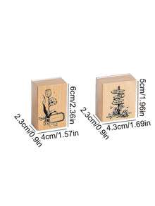 1 Buah Stempel Kayu Bermotif Vintage, Dengan Desain Bunga, Rumah, dan Rambu Jalan, Untuk Buku Panduan DIY, Dekorasi Scrapbooking, Atau Sebagai Hadiah untuk Teman - Sepotong Tunggal - View 2
